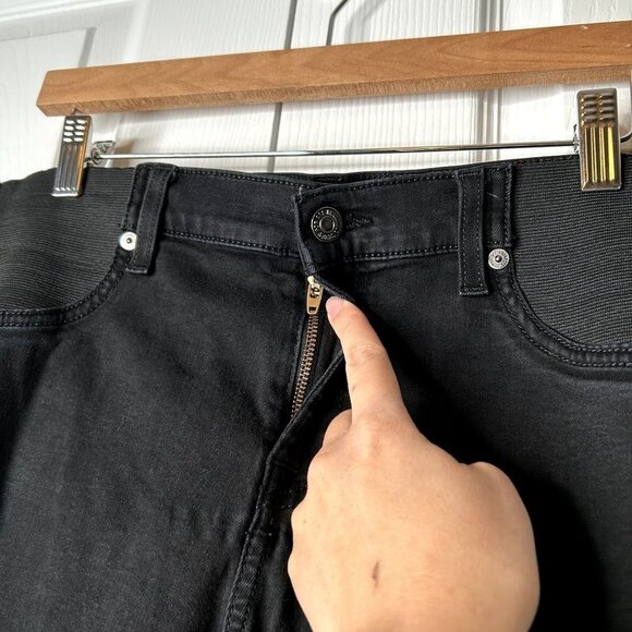 7 For All Mankind B(air) Ankle Skinny Black Denim Maternity Jeans Womens Size 30 - Picture 6 of 13